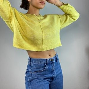 Fuzzy yellow cropped sweater